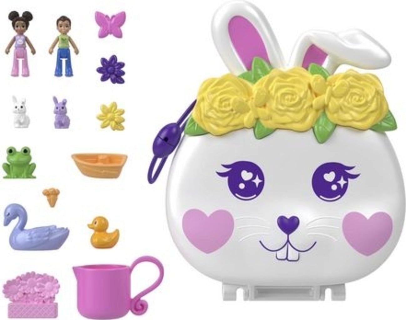 Mattel Polly Pocket: Virágoskert - Kompakt nyuszival (HKV36)