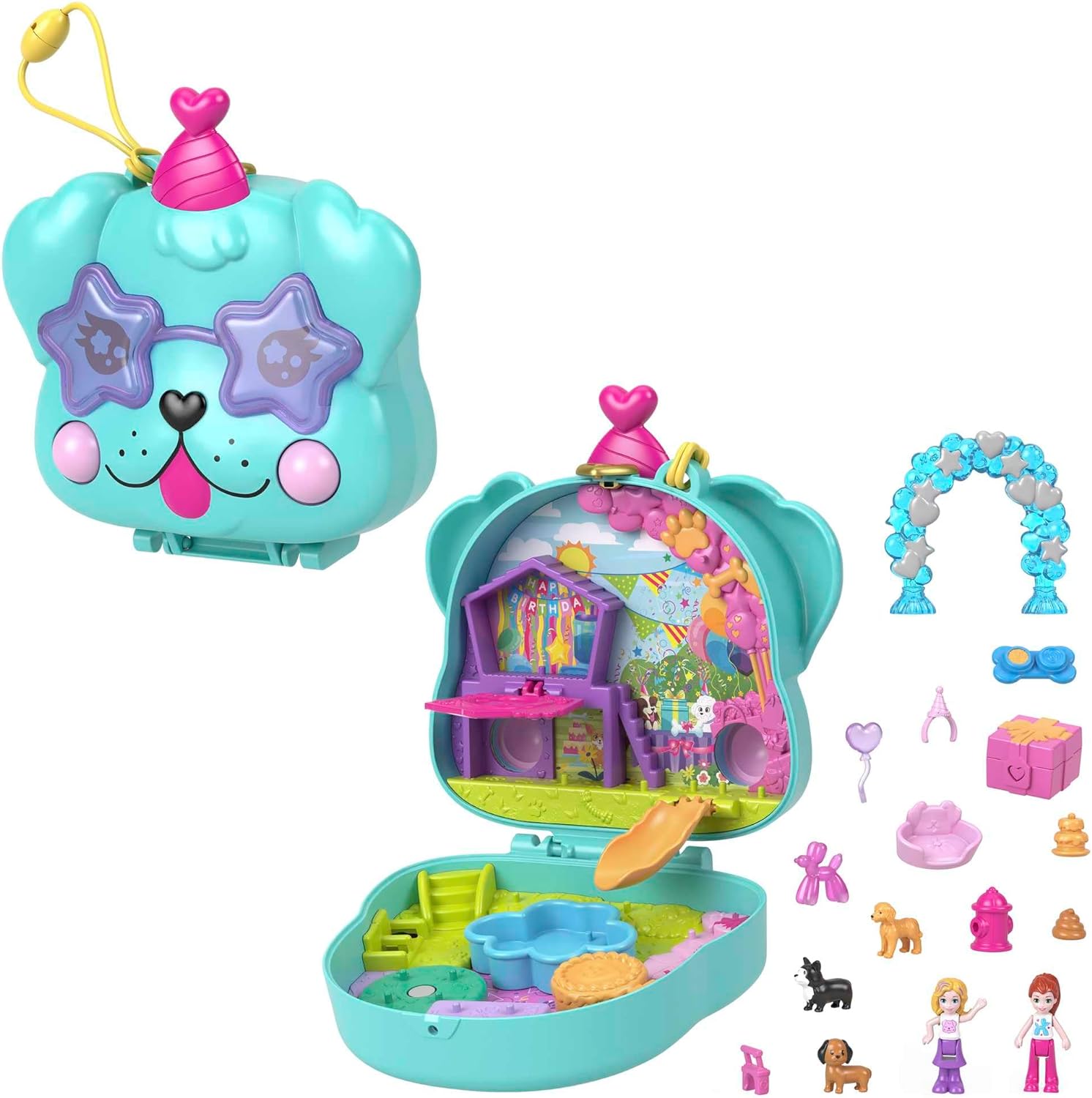 Mattel Polly Pocket - Szórakozás a kutyus születésnapi partijára kompakt formában (HKV30)