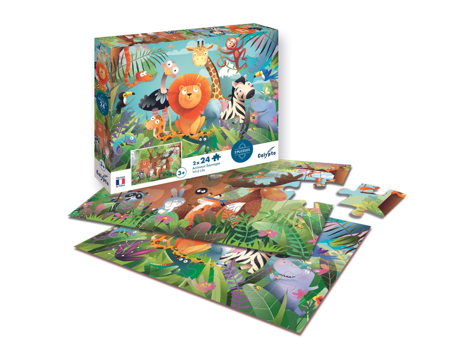 Puzzle 24 darab x 2 Vadállatok