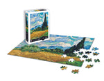 Puzzle 1000 darab - Búzamező ciprusokkal - Vincent Van Gogh
