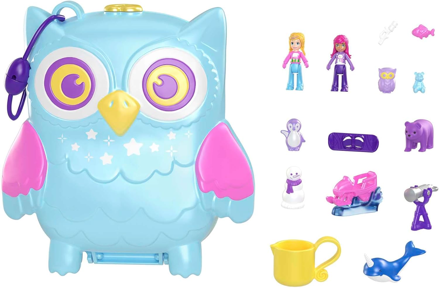 Mattel Polly Pocket: Pizsama buli - Hóéjszaka Bagoly Kompakt (HKV37)