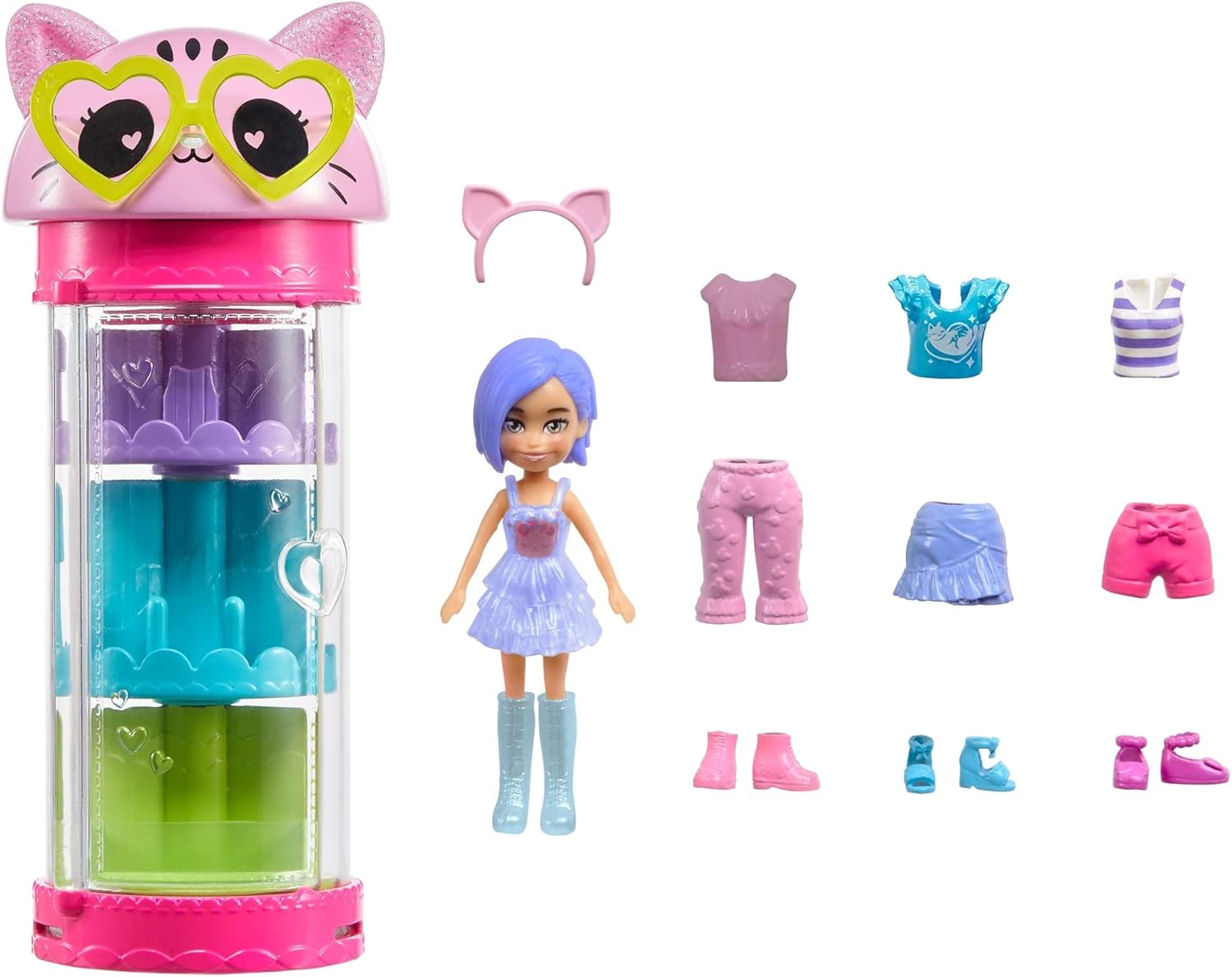 Mattel Polly Pocket - Macskás divatos vállszekrény (HKW07)