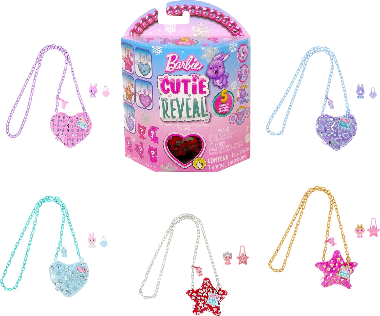 Mattel Barbie: Cutie Reveal - Lila szív táska és kiegészítők (HKR37)